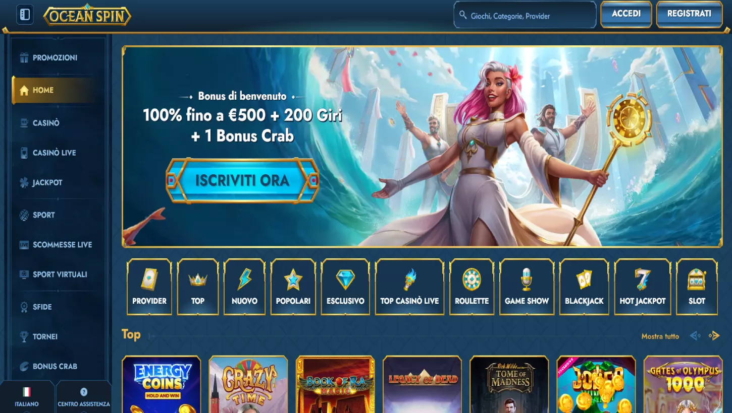 Pagina principale di Oceanspin